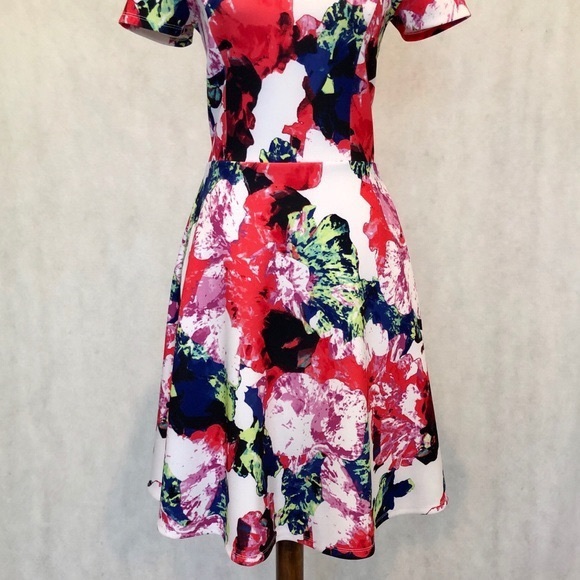 Milly Rosabella Floral Scuba Knit Fit-Flare Dress - Picture 5 of 9
